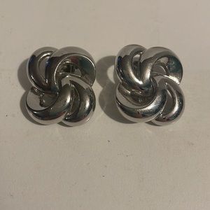 Silver Tone knot Clip On Earrings